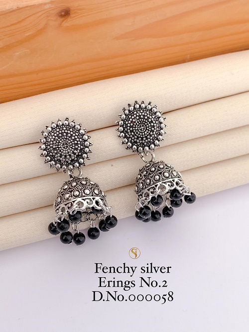 Designer Fancy Navaratri Special Silver Earrings 4 Wholesale Online
